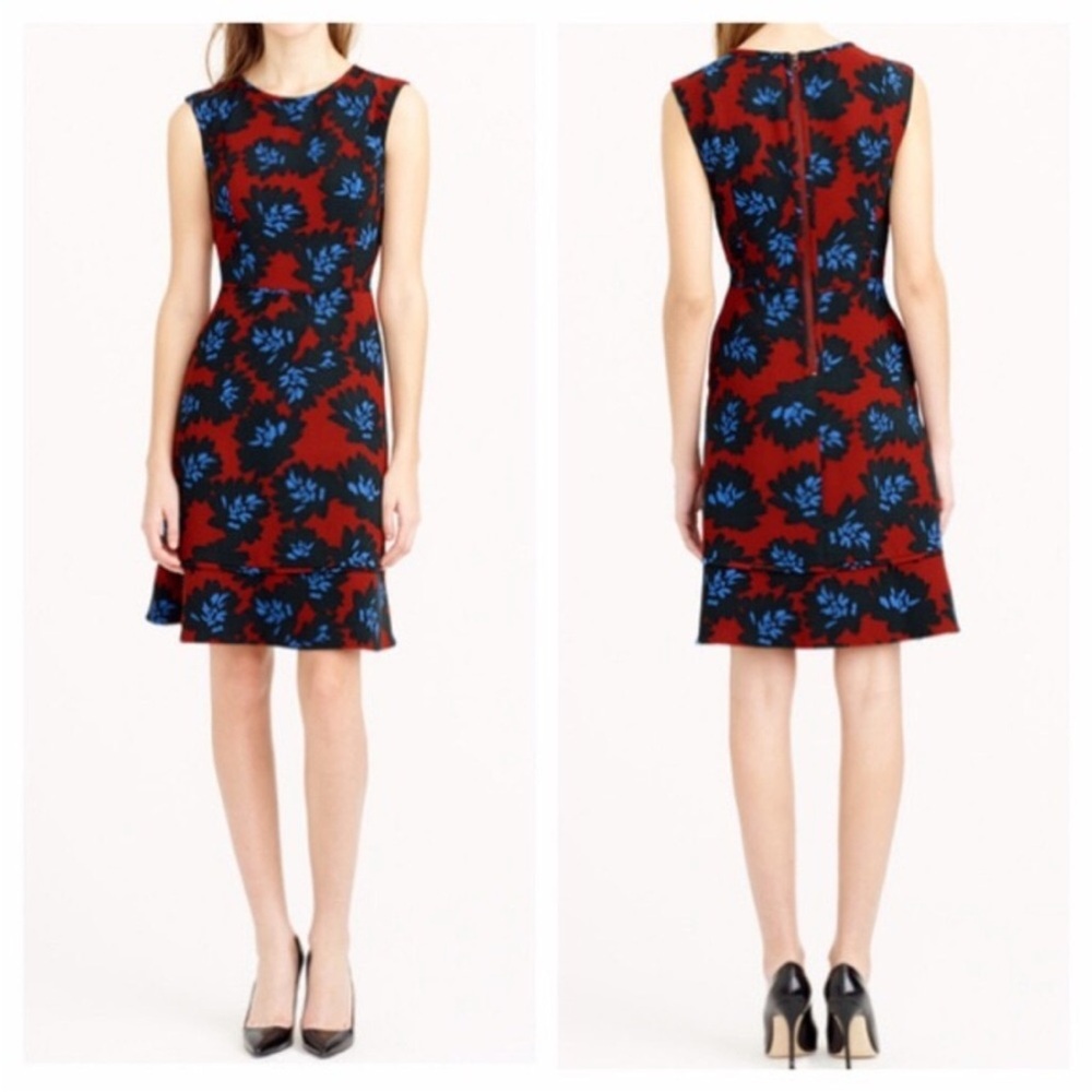 J.Crew Red and Blue Patterned Dress
